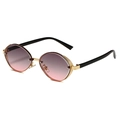 Retro-Metall-Sonnenbrille mit goldenem Rahmen und lila Farbverlauf-Gläsern für 2025 Mode - Goldener Rahmen Grau-Rosa Gläser