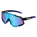 Occhiali da ciclismo oversize con lenti polarizzate blu e montatura nera per lo sport - Montatura Nera Lenti a Specchio Blu