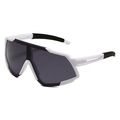 Oversized white frame cycling sunglasses with dark grey lenses for outdoor sports - White Frame Gray Lens