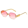 Lunettes de soleil polygonales sans monture avec verres dégradés roses et métal doré - Monture Dorée Dégradé Rose