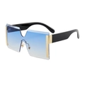 Lunettes de soleil carrées sans monture avec verres dégradés bleus et détails dorés - Bleu Dégradé (C8)