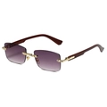Square rimless sunglasses with purple gradient lenses and dark wood grain temples - Gold Frame Gradient Grey Lens