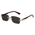 Square rimless sunglasses with dark grey lenses and gold metal accents for men - Gold Frame Grey Lens