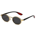 Occhiali da sole ovali retrò in metallo dorato con astine accentuate di rosso per unisex - Montatura Oro Lente Grigia