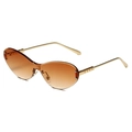 Retro rimless gradient ocean sunglasses with golden geometric temple detail - Gold Frame Double Tea