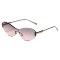 Moderne randlose Schmetterlings-Sonnenbrille mit rosa Verlaufsgläsern und Goldbügeln - Silberrahmen Grau Rosa