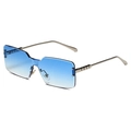Modern rimless square sunglasses with blue gradient lenses and gold hollow metal temples - Silver Frame Blue Gradient