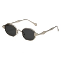 Lunettes de soleil rétro à monture octogonale en métal doré avec verres foncés - Monture Argent Verres Gris