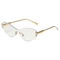 Frameless butterfly lens sunglasses with gold metal temples and decorative details - Gold Frame Clear Lens