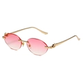 Lunettes de soleil ovales sans monture avec verres dégradés roses et tête de léopard - Monture Dorée Dégradé Rose