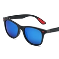 Polarized sports sunglasses with matte black frames and reflective blue coated lenses - Matte Black Frame Ice Blue Mirrored Lens