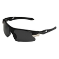 Gafas de sol deportivas para hombre con montura negra ligera y lentes gris oscuro - Negro Brillante/Lente Gris