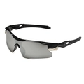 Lunettes de soleil de sport pour cyclisme avec monture demi-cerclée noire et verres gris - Noir Brillant / Argent