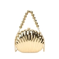 Goldene Abendtasche in Muschelform mit Perlengriff und eleganter Metallkette für Damen - Gold (Mit Perlengriff)