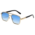 Classic metal aviator sunglasses with gold frames and blue gradient lenses for sun protection - Gold Frame Blue Gradient