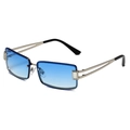 Y2K square metal sunglasses with gradient blue lenses and silver frames for women - Silver Frame Blue Gradient