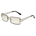 Y2K square metal sunglasses with transparent gemstone decor and gunmetal frame - Silver Frame White Mirror Lens