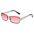 Y2K Eckige Metall-Sonnenbrille mit roten Verlaufsgläsern und silbernen hohlen Bügeln - Silberner Rahmen Rosa Verlauf