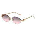 Lunettes de soleil ovales sans monture, détail guépard doré et verres dégradés - Monture Dorée Verres Gris Rose