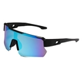 UV protection cycling sunglasses with blue-purple gradient lenses and black matte frame - Black Frame Blue Mirrored Lens