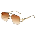 Schicke randlose Sonnenbrille mit Goldrahmen und braunem Farbverlauf für Damen - Goldrahmen Verlauf Tee