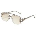 Lunettes aviateur sans monture à double pont avec cadre doré clair et verres dégradés marron - Monture Argent Verres Miroir Blanc