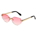 Occhiali da sole poligonali senza montatura con lenti sfumate rosa e stanghette a leopardo - Montatura Oro Sfumata Rosa