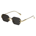 Lunettes de soleil octogonales sans monture avec verres gris et branches dorées - Monture Dorée Verres Gris