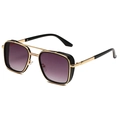 Occhiali da sole aviator moderno doppio ponte con montatura nero oro e protezioni - Montatura Oro Doppio Grigio