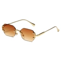 Lunettes de soleil sans monture géométriques avec verres dégradés marron et or - Monture Dorée Thé Dégradé