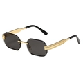 2025 rimless polygon sunglasses with engraved gold metal temples and dark gray lenses - Gold Frame Grey Lens