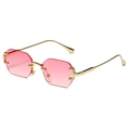 Lunettes de soleil sans monture à verres dégradés roses et monture en métal doré - Monture Dorée Dégradé Rose