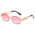 Fashion rimless sunglasses with pink gradient octagonal lenses and gold metal frames - Gold Frame Pink Gradient