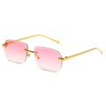 Modern rimless square sunglasses with pink gradient lenses and gold metal frame for women - Gold Frame Pink Gradient