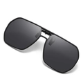 Classic polarized flip-up sunglasses clip-on with matte black frame for prescription glasses - Matte Black Frame Black Grey Lens
