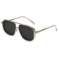 Occhiali da sole squadrati retro punk con montatura in metallo argento e lenti nere - Montatura Argento Lente Grigia