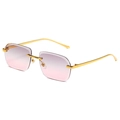 Lunettes de soleil carrées sans monture avec branches dorées et verres dégradés - Monture Dorée Verres Gris Rose