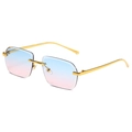 Lunettes de soleil carrées sans monture avec verres dégradés bleu-rose et or - Monture Dorée Dégradé Bleu vers Rose