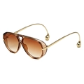 Gafas de sol aviador con montura dorada, lentes marrón degradado y varillas de gota - Té Con Champán