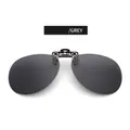 Polarized grey square clip-on sunglasses for men with metal mechanism on white background - Polarized Grey