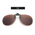 Polarized square tea lens clip-on sunglasses for men, day and night driving flip-up lenses - Polarized Tea