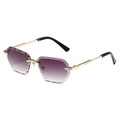 Chic rimless polygon sunglasses with purple gradient lenses and gold metal frames - Gold Frame Gradient Grey