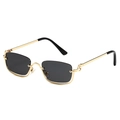 Retro rectangle sunglasses with gold metal frame and dark grey lenses for fashion - Gold Frame Grey Lens