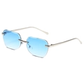 Modern rimless square sunglasses with blue gradient lenses and silver metal frame - Silver Frame Blue Gradient