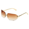 Gafas de sol sin montura con lentes degradadas ámbar y patillas de metal dorado grabadas - Montura Dorada Doble Té