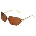 Gafas de sol oversize con patillas metálicas doradas y lentes degradadas marrones - Montura Dorada Lente Marrón