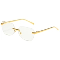 Frameless octagon sunglasses with gold metal frame and gradient lenses for UV protection - Gold Frame Clear Lens