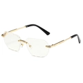 Polygon rimless sunglasses with gold metal temples and engraved transparent lenses - Gold Frame Clear Lens