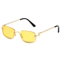 Rectangle hip-hop sunglasses with gold metal frames and yellow tinted lenses - Gold Frame Yellow Lenses