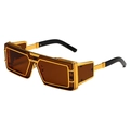 Gafas de sol steampunk grandes con montura dorada metálica y lentes de ámbar - Montura Dorada Lente Marrón
